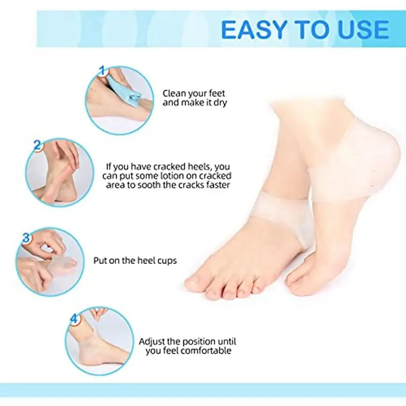 Nature's Shoewear™ Gel Silicone Heel Protector Cups Sleeves for Feet