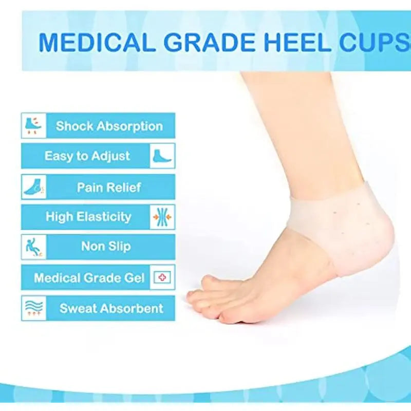Nature's Shoewear™ Gel Silicone Heel Protector Cups Sleeves for Feet