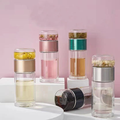 Nature's Shoewear™ Tea Water Bottle - Glass Double Layer Infuser